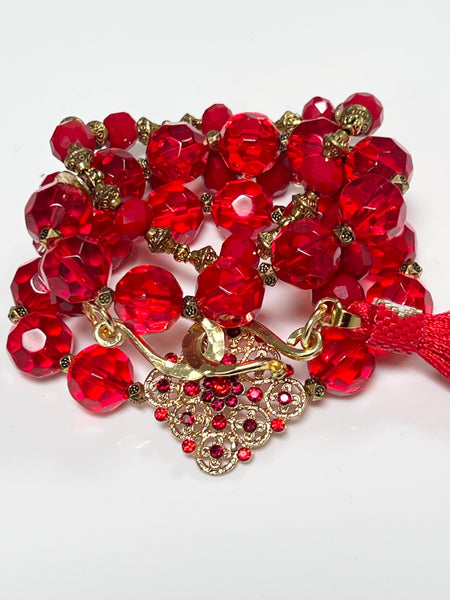 Red crystal stack bracelet
