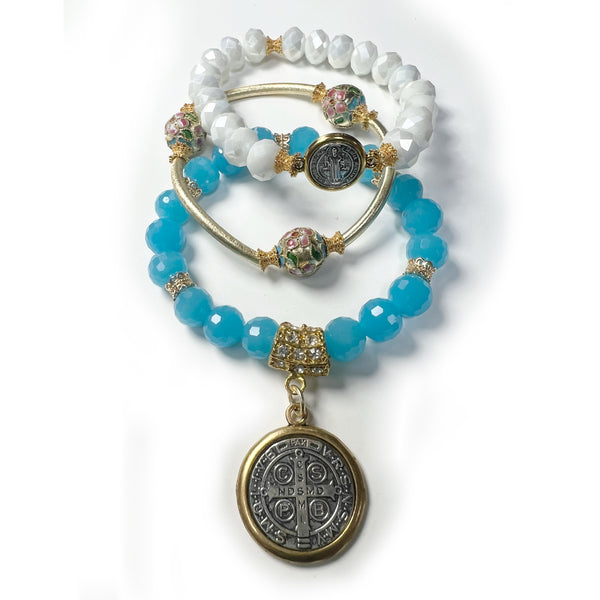 Saint Benedict in Blue & White