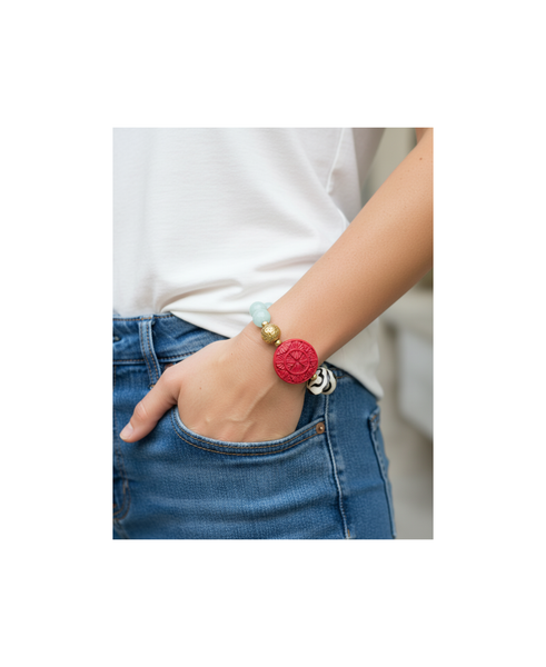 Red Orient Stretch Bracelet