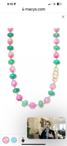 The Lynx- Pink and Green Agate Necklace