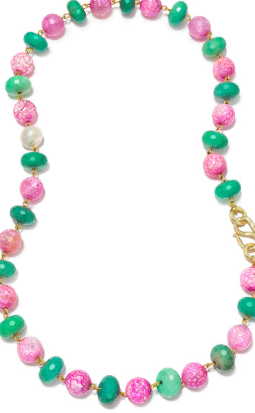 The Lynx- Pink and Green Agate Necklace
