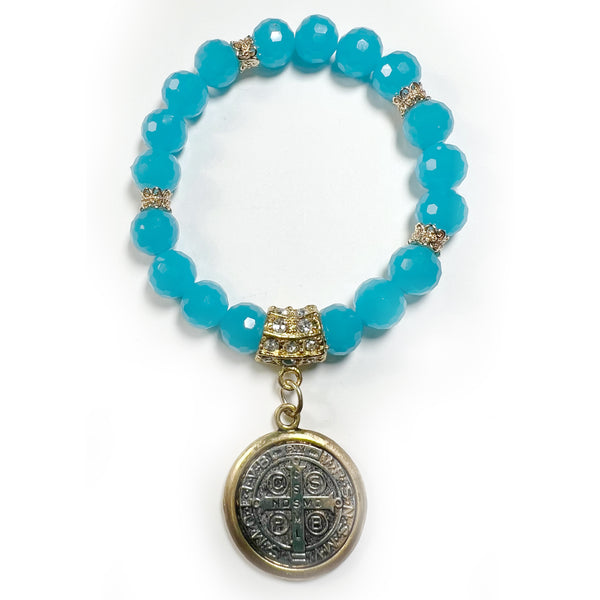 Handmade in USA.  Saint Benedict Charm Bracelet.