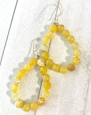 Bright Yellow Agate Earrings