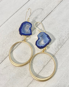 Blue jersey earrings, handmade blue earrings, Michael Gabriel Designs