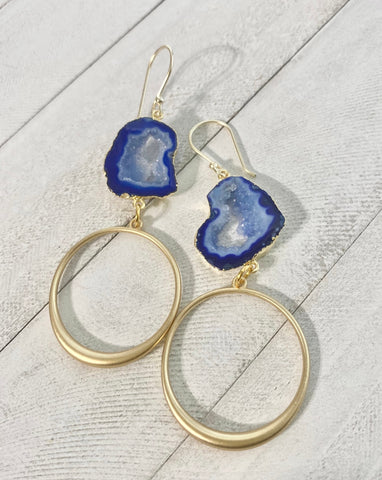 Blue jersey earrings, handmade blue earrings, Michael Gabriel Designs