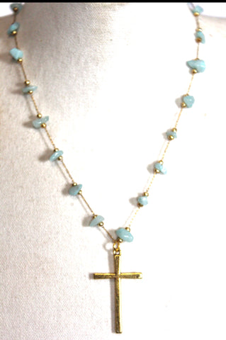 Amazonite necklace cross necklace, dainty necklace, Michael, Gabriel Designs