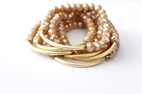Champagne beads, stack bracelets, handmade, bracelets, Michael Gabriel Designs, Michael Gabriel Designs