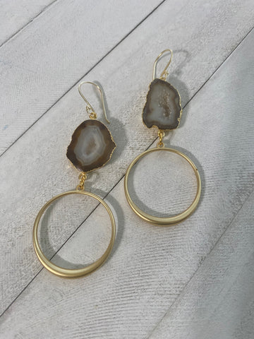 Taupe Druzy Hoops