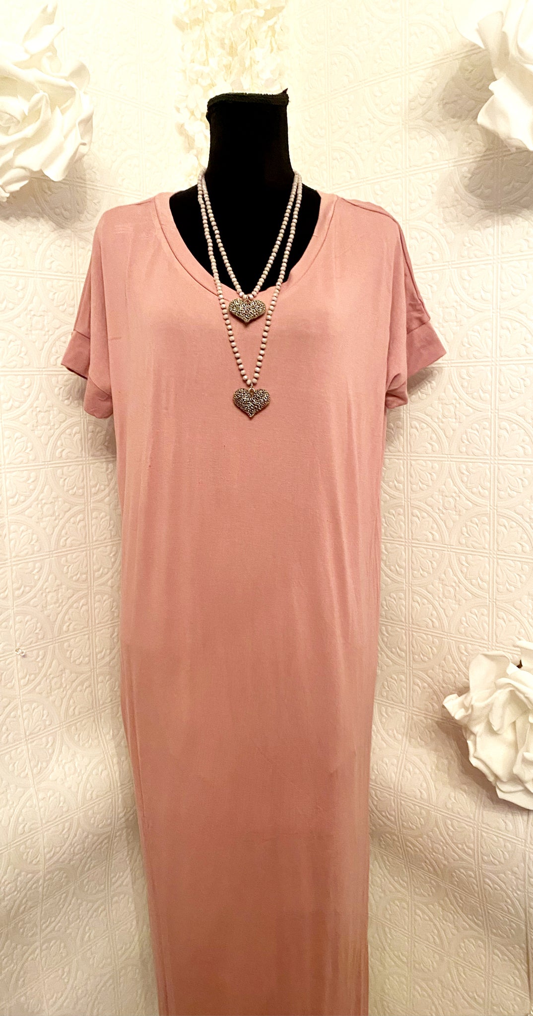 Pink Jersey Side Slit Dress